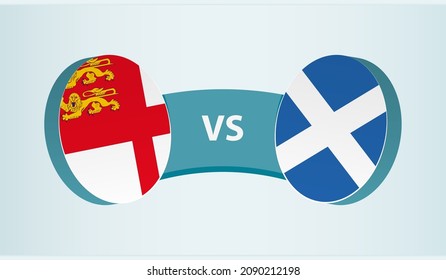 Sark Versus Scotland, Team Sports Competition Concept. Round Flag Of Countries.