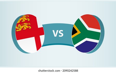 Sark versus South Africa, team sports competition concept. Round flag of countries.