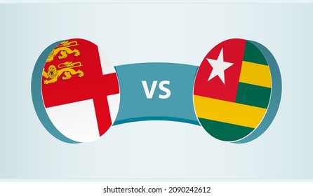 Sark versus Togo, team sports competition concept. Round flag of countries.