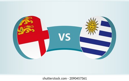 Sark Versus Uruguay, Team Sports Competition Concept. Round Flag Of Countries.