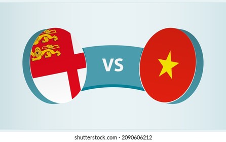 Sark versus Vietnam, team sports competition concept. Round flag of countries.