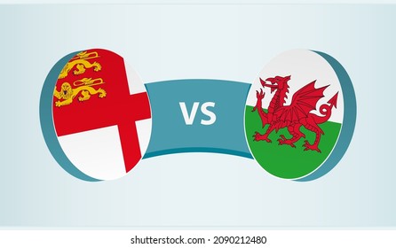 Sark versus Wales, team sports competition concept. Round flag of countries.