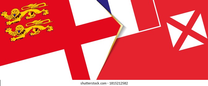 Sark and Wallis and Futuna flags, two vector flags symbol of relationship or confrontation.