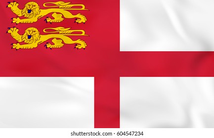 Sark waving flag. Sark national flag background texture. Vector illustration.