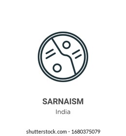 Sarnaism outline vector icon. Thin line black sarnaism icon, flat vector simple element illustration from editable india concept isolated stroke on white background