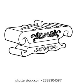 saron gamelan line vector illustration,isolated on white background,top view