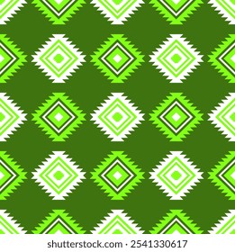 The sarong has a green floral pattern designed with a geometric pattern that is a perfect combination and is eye-catching in terms of fabric. Clothes or decorations Vector illustration
