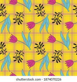 Sarong Motif with grid pattern. Seamless gingham Pattern. Vector illustrations. Texture from square rhombus for - tablecloths, blanket, plaid, cloths, shirts, textiles, dresses, paper, posters.