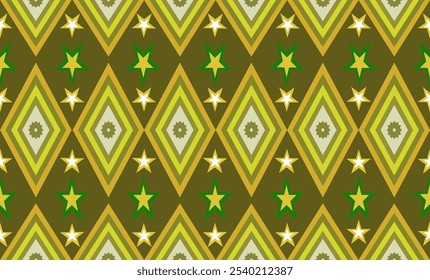 The sarong pattern is decorated with stars, designed with geometric patterns, perfectly combined and eye-catching in terms of textiles. clothing or decoration Vector illustration