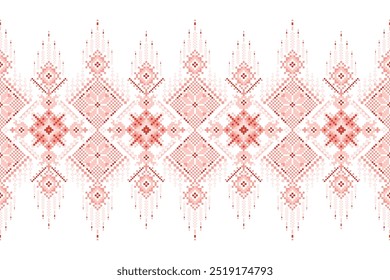 Sarong pattern.geometric ethnic oriental pattern on white background vector illustration.floral cross stitch pattern,Aztec style,abstract background.design for texture,fabric,clothing,decoration,print