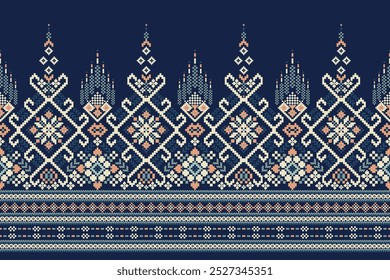 Sarong pattern,geometric ethnic oriental pattern on blue background,vector illustration,geometric floral pattern,Aztec style,abstract background.design for texture,fabric,clothing,decoration,sarong.