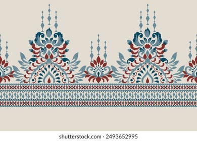 Sarong pattern.Ikat floral design pattern on grey background vector illustration.Ikat ethnic oriental embroidery.Aztec style,abstract.design for texture,fabric,clothing,wrapping,decoration,print,sari.
