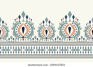 Sarong pattern.Ikat floral design pattern on white background vector illustration.Ikat ethnic oriental embroidery.Aztec style,abstract.design for texture,fabric,clothing,wrapping,decoration,print,sari