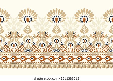 Sarong pattern.Ikat floral pattern on white background,Ikat embroidery,vector illustration,Ikat ethnic pattern,Aztec style,baroque embroidery.design for texture,fabric,clothing,decoration,sarong,print