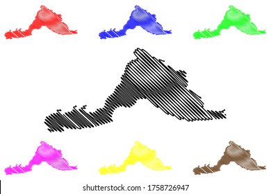 Sarpang District (Districts of Bhutan, Kingdom of Bhutan) map vector illustration, scribble sketch Sarpang map