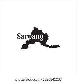 Sarpang map and black lettering design on white background