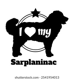  Sarplaninac Hund Silhouette, ich liebe meinen Hund, Hund, Hunderassen, Logo, Vektor, Silhouette, Tier, Illustration, Symbol, Zeichen, schwarz, Haustier,