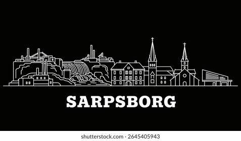 Sarpsborg City Skyline with Norway, Black, and Vector.
