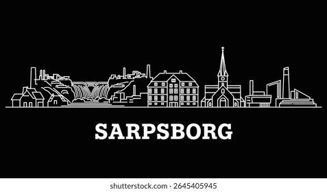 Sarpsborg with Norway Skyline Minimal, and vector.