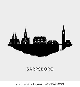 Sarpsborg skyline silhouette with Norway.