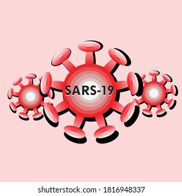 Sars 19 , Covid 19 Logo Virus Bacteria Red Color