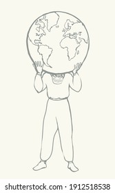 Atlas-Arzt hält die Erde auf den Schultern. Vektorgrafik-Symbol
