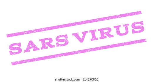 Sars Virus watermark stamp. Text tag between parallel lines with grunge design style. Rubber seal stamp with scratched texture. Vector violet color ink imprint on a white background.