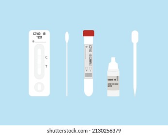 Ilustración del kit de pruebas rápidas de antígeno SARS-CoV-2. Ilustración vectorial del kit de prueba rápida de antígeno Covid-19.