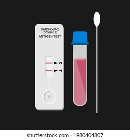 SARS-CoV-2 Covid-19 Antigen Rapid Test vector illustration isolated on black background