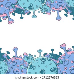Representación esquemática del virus SARS-CoV-2. Calendario para la portada de la tarjeta, en blanco o en folleto. Dibujo pintado aislado en fondo blanco. Ilustración vectorial EPS10