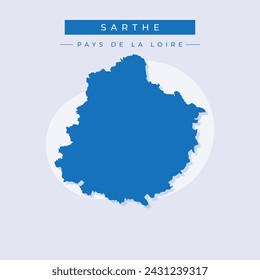 Sarthe Department (France, French Republic, Pays de la Loire region) map vector illustration, scribble sketch Sarthe map