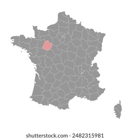 Sarthe department map, administrative division of France. Vector illustration.