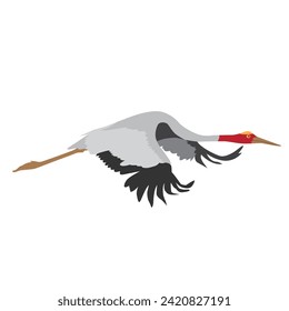 Sarus crane taking flight. flat vector. Vector illustration. 
