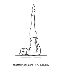Sarvangasana black line icon. Shoulderstand is entered from a supine position with the knees bent. Pictogram for web page, mobile app, promo. UI UX GUI design element. 