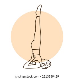Sarvangasana pose of birch trees color line illustration. Pictogram for web page