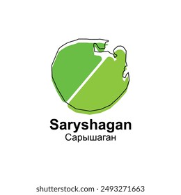 Saryshagan vector world map City illustration. Isolated on white background for business