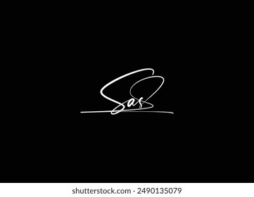 Diseño de logotipo de carta creativa SAS y logotipo inicial