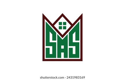 SAS initial letter real estate builders logo design vector. construction, housing, home marker, property, building, apartment, flat, compartment, business, corporate, house rent, rental, commercial