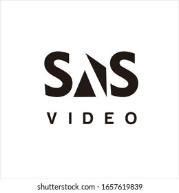 Sas logo trigonometry concept, video shooting emblem art