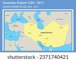 sasanian empire map vector geography (224-651)
