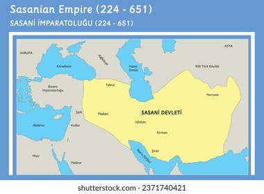 geografía vectorial del mapa del imperio sasano (224-651)