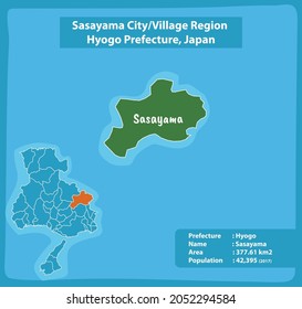 Sasayama City Village Region Hyogo Prefecture Map, Japan