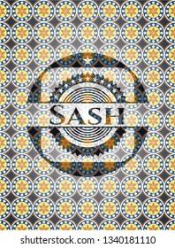 Sash arabesque emblem background. arabic decoration.