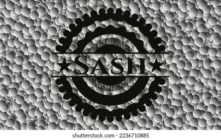 Sash dark emblem with bubbles background. Vector Illustration. Detailed. 