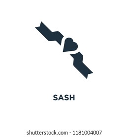 Sash icon. Black filled vector illustration. Sash symbol on white background. Can be used in web and mobile.