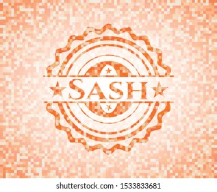 Sash orange mosaic emblem with background