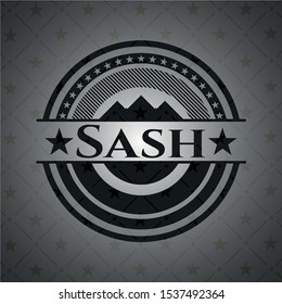 Sash realistic black emblem. Vector Illustration. Detailed.