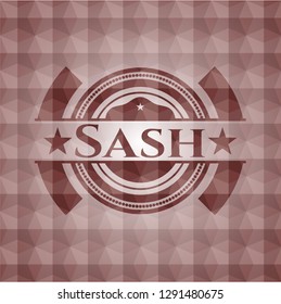 Sash red seamless emblem with geometric background.