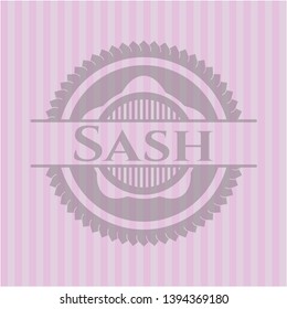 Sash retro style pink emblem. Vector Illustration. Detailed.