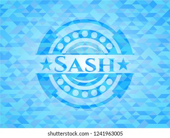 Sash sky blue emblem with mosaic background